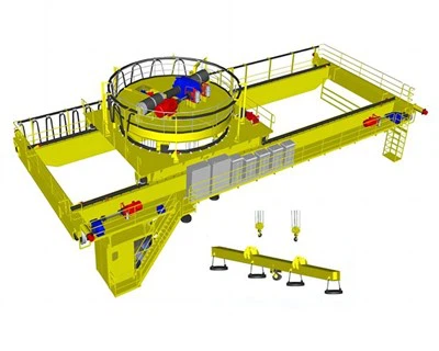 Cầu trục điện từ quay trên